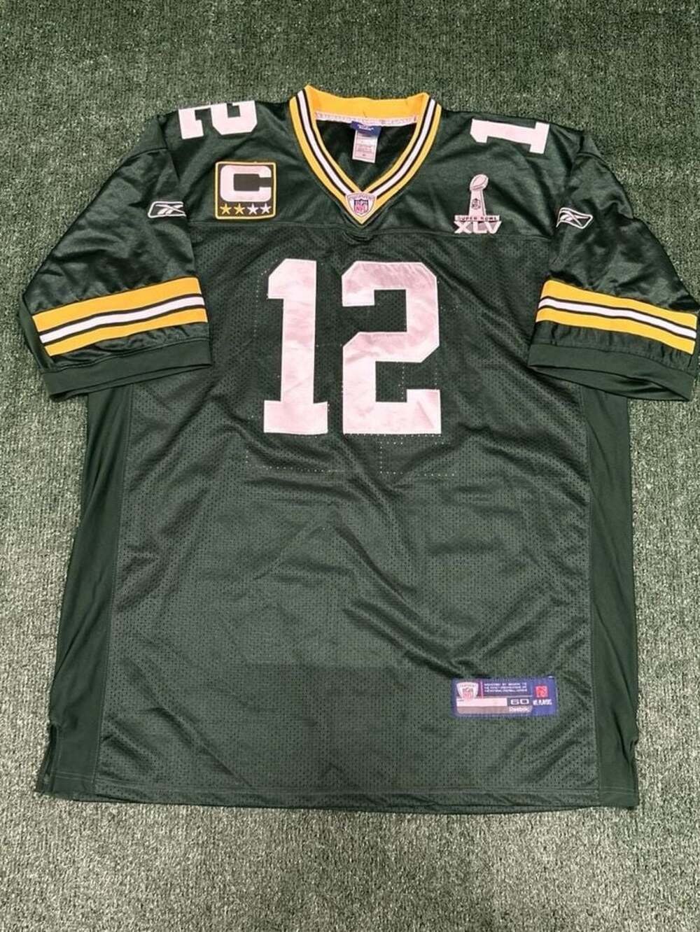 Vintage Reebok Green Bay Packers Aaron Rodgers Jersey, Super Bowl XLV Edition